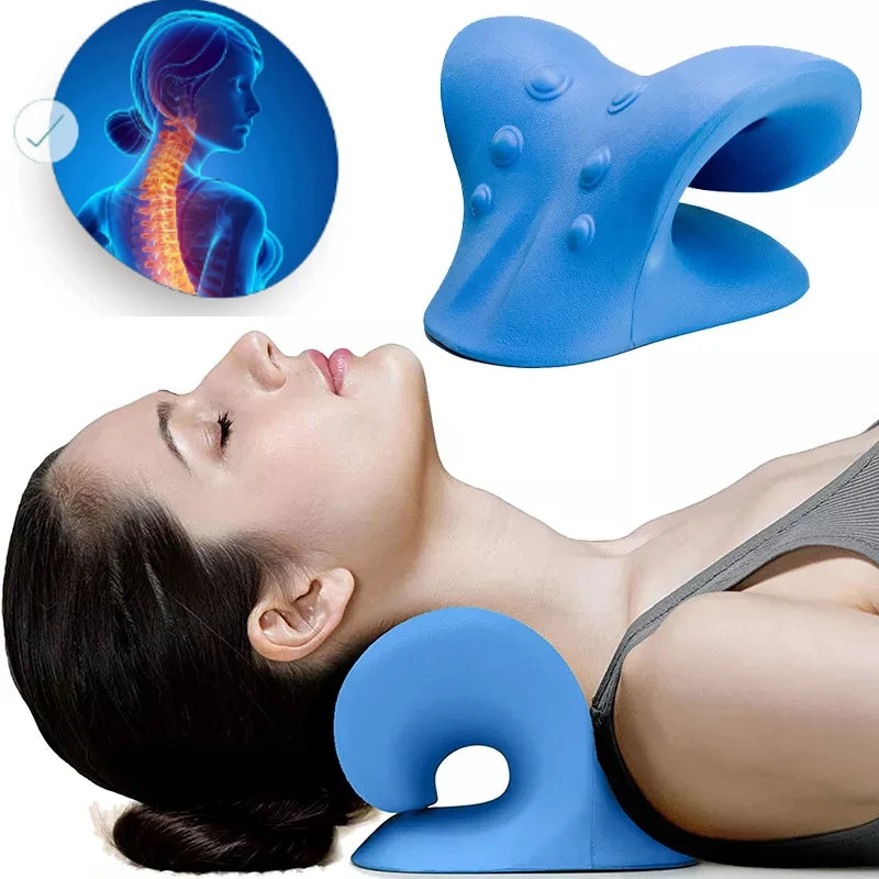 Travesseiro de massagem para ombro, alongamento de coluna cervical, relaxamento muscular, tração, massagem de ombro, alívio de dor, correção de coluna